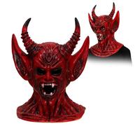 Maschera da vampiro zombie per adulti, maschera spaventosa con corna da diavolo, per Halloween, maschera per il viso fantasma, super morbida e raccapricciante, per Halloween, mostro demoniaco, cosplay