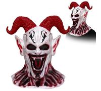 Maschera da vampiro zombie per adulti, maschera spaventosa con corna da diavolo, per Halloween, maschera per il viso fantasma, super morbida e raccapricciante per Halloween, mostro demoniaco zombie