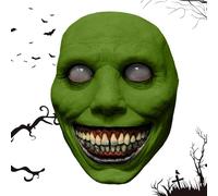 Maschera del demone - Hall sorridente realistico tra una maschera raccapricciante | Maschere horror confortevoli cosplay maschera raccapricciante | HALL0 tra due oggetti di scena per adulti, Hallo.
