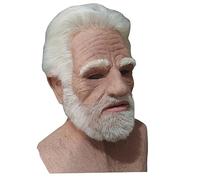 Maschera del vecchio per Halloween Maschera del viso realistica in lattice rughe traspirante viso capelli bianchi e barba vecchia Halloween per oggetti di scena per le maschere da festa cosplay