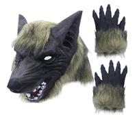 Maschera della testa del Halloween Scary Full Face Werewolf Mask con guanti per Halloween e Cosplay COSTUME Party Horror Nights Black 1pc ..