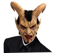 Maschera demone Maschera per il teschio di animale a faccia piena realistica con capelli e bocca sanguinosa e orecchie speciali per le decorazioni di Halloween per l'angelo caduto adulto Satana Face