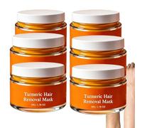 Maschera depilatoria alla curcuma, crema depilatoria per pelli sensibili, raccomandata dai dermatologi, aiuta ad ammorbidire e rimuovere i peli indesiderati, idratante (6 pezzi)