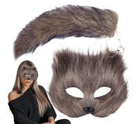 Maschera di animali e set di coda - Abiti che consentono alle donne un outfit di cosplay per animali pelosi | Eventi a tema che maschere per materiale di attrezzatura | Push White Tehi