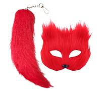 Maschera di animali e set di coda - Abiti che consentono alle donne un outfit di cosplay per animali pelosi | Eventi a tema che maschere per materiale di attrezzatura | Push White Tehi