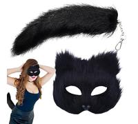 Maschera di animali e set di coda - Abiti che consentono alle donne un outfit di cosplay per animali pelosi | Eventi a tema che maschere per materiale di attrezzatura | Push White Tehi