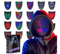 Maschera di Halloween a LED,Maschera Gestuale a induzione LED, 25 grafiche dinamiche 25 grafiche statiche, per ballo mascherato, cosplay, maschera luminosa per adulti, uomini, donne, Halloween
