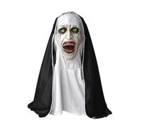 Maschera di Halloween Adulto, Maschera di Suora Terrificante, Maschera di Orrore di Suona con Sciarpa Casco, Maschera Terrore di Halloween per Halloween, Carnevale, Feste Costumate, Confortevole e