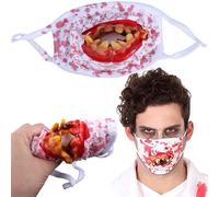 Maschera di Halloween con denti insanguinati e stampa horror