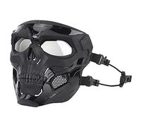 Maschera di Halloween Full Face Skull Skeleton Masks con Goggle for Cosplay Movie Puntelli Masquerade Party (Color : BK)