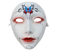 Maschera di Halloween in resina, stile cinese, bella ragazza, per cosplay, film, feste, travestimenti, replica (C)