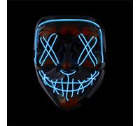 Maschera di Halloween ispirata a “The Purge” con LED blu, controllabile, per Halloween e Carnevale, costume di travestimento per uomo e donna, in diversi colori