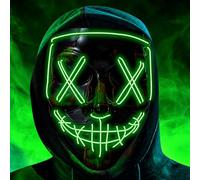 Maschera di Halloween ispirata a “The Purge” con LED, controllabile, per Halloween e Carnevale, costume di travestimento per uomo e donna, in diversi colori