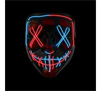 Maschera di Halloween ispirata a “The Purge” con LED rosso & blu, controllabile, per Halloween e Carnevale, costume di travestimento per uomo e donna, in diversi colori