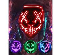 Maschera di Halloween LED Halloween Costume LED Glow Spaventoso Light Up Maschere per Festival Festa Carnevale Costume Natale Cosplay Glow in Dark (rosso)