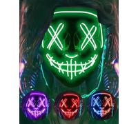 Maschera di Halloween LED Halloween Costume LED Glow Spaventoso Light Up Maschere per Festival Festa Carnevale Costume Natale Cosplay Glow in Dark Gift (verde)