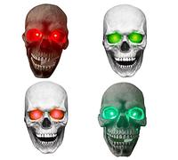 Maschera di Halloween, Maschera a Testa Intera con Teschio con Mascella Mobile, LED Scheletro Luminoso Teschio Fantasma Morte Maschera Per Passamontagna di Halloween(Luce rossa-teschio bianco)