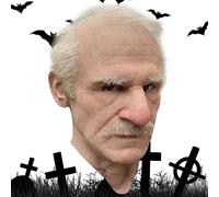 Maschera di Halloween, maschera vecchia maschera realistica Halloween White White Hair Big Nose Big Daly Mask Maschera gratuita Maschera di Halloween per costumi Costume Film Party