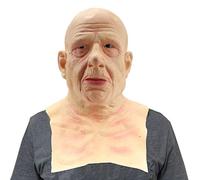 Maschera di Halloween per vecchio, vecchio copricapo realistico in silicone per mascherare la testa intera, copricapo orrore umano per feste