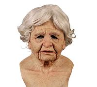 Maschera di Halloween, realistica, vecchio, vecchia signora, raccapricciante maschera in lattice, maschera raccapricciante, maschera per cosplay, accessori di scena per feste (A)