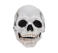Maschera di Halloween Spaventosa, Maschera Teschio Umano Mascella Mobile, Maschera da Teschio a Testa Intera con Mandibola Mobile Maschera Scheletro in Lattice Realistico per la(33 * 22 * 5cm-Bianco)