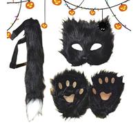 Maschera di lupo - a mezza faccia con lupo sintetico, comodo kit di travestimento peloso | Divertente maschera Cosplay lupo sintetico, divertenti maschere di gatto, set di e coda pelosa