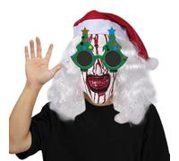 Maschera di Natale Cosplay,Maschera di Clown di Natale,Terrore di copertura del viso con gli occhiali - per costume di Natale, accessorio horror di Natale, con colori vivaci per le feste