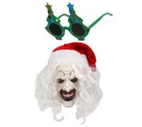 Maschera di Natale per cosplay, copricapo con occhiali, accessori per costume da terrificante, maschera per il viso, accessori per travestimenti per feste in maschera per cosplay