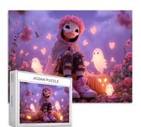 Maschera di ossa rosa ragazza 1000 pezzi puzzle per adulti fantasma circondare arte puzzle colorato puzzle fai da te per la decorazione della casa regali puzzle famiglia perfetto per serate di gioco