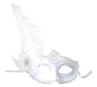 Maschera Di Piume Maschera Di Piume Da Palla Nera Halloween Accessori Festa Cigno Nero Mezzo Viso Mascherata(White)