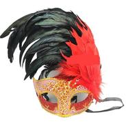 Maschera Di Piume Maschere di piume, maschere a mezzo volto, for feste, matrimoni, principesse, balli in maschera, Halloween Mascherata(Red Long feather)