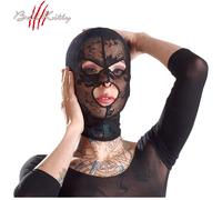 Maschera di Pizzo Nero con Ricami Floreali Aderente con Fori per Occhi Bad Kitty