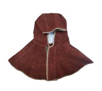 Maschera di sicurezza in pelle per saldatrici elettriche, protegge viso e collo dai raggi UV e dai rischi di saldatura (marrone)