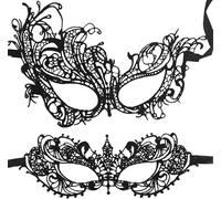 Maschera di Venezia 2 pezzi - Maschera nera con occhi sexy per Mardi Grasso e Masquerade in pizzo da donna