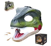Maschera Dino decorativa per Halloween, in pino mobile, con 2 artigli di dinosauro, giocattolo con batteria e 2 effetti sonori, dimensioni regolabili, maschera realistica drago per cosp (verde)