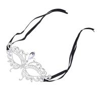 Maschera Donna con Pietre Decorative Atmosfera di Halloween, Lega Argento | Accessori per Carnevale e Cosplay, Finitura Raffinata Misteriosa, Lucidatura Fine, Non Raschia, Confortevole