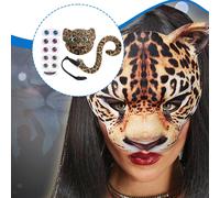 Maschera e coda di leopardo finto, costume da cosplay per spettacoli