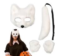 Maschera e coda di volpe - travestimento gioco di cocco di Halloween | Costume divertente Kit per la coda della maschera del viso, per feste in maschera per giovani adulti