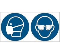 Maschera e occhiali protettivi obbligatori - CARTELLO SEGNALETICO ISO 7010 in Adesivo Resistente, Pannello in Forex o Pannello In Alluminio (PANNELLO IN FOREX 10X15 CM)