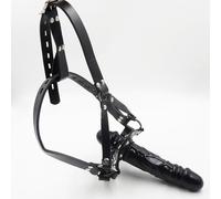 maschera facciale morso GAG sadomaso DILDO doppio toy anale vaginale mod.130