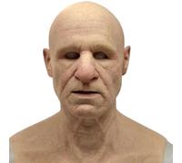 Maschera facciale vecchio uomo effetto realistico costume integrale Halloween