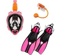 Maschera/Fins Snorkie Pronta Per Viaggio Ocean Reef Aria QR+, Duo II Rosa