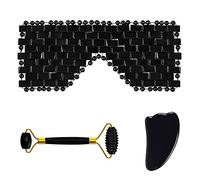 Maschera for il viso in ossidiana naturale Rullo for massaggio for la cura del viso Gua Sha Board Strumenti for la cura del rilassamento degli occhi di cristallo nero, set 6 in 1 decorazione della sta