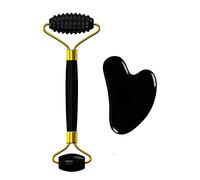 Maschera for il viso in ossidiana naturale Rullo for massaggio for la cura del viso Gua Sha Board Strumenti for la cura del rilassamento degli occhi di cristallo nero, set 6 in 1 Collezioni di casa (