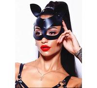 Maschera Gatto Catwoman Occhi Sensuale Accessorio Costume Pelle Con Rivetti