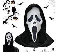 Maschera Ghostface per Halloween, maschera Ghost Face Scream, maschera fantasma in lattice, maschera fantasma, maschera per Halloween, maschera per il viso in lattice per adulti, costume da scream per