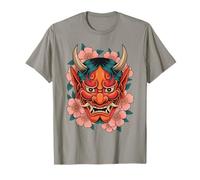 Maschera Giapponese Demon Yokai Devil Cherry Blossom Hannya Oni Maglietta