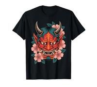Maschera Giapponese Demone Cherry Blossom Yokai Devil Hannya Oni Maglietta