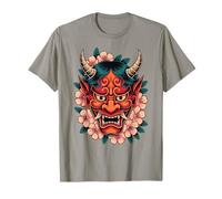 Maschera Giapponese Demone Cherry Blossom Yokai Devil Hannya Oni Maglietta