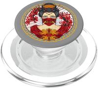 Maschera giapponese Oni Warrior Woman | Dark Fantasy Samurai Art PopSockets PopGrip per MagSafe